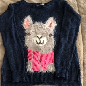 Justice Girls adorable fuzzy llama sweater size 7